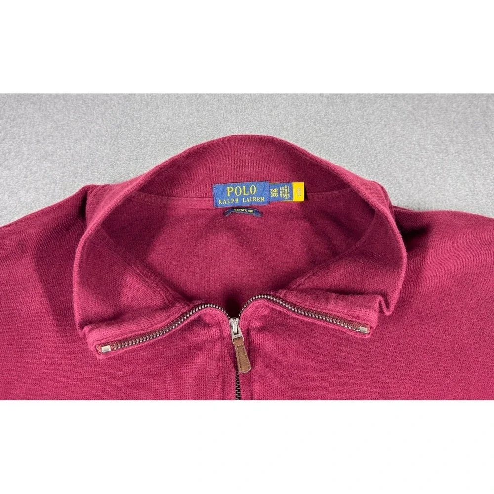 Polo Ralph Lauren Pullover Sweater Mens 3XB Burgundy Quarter Zip Big Pony Logo